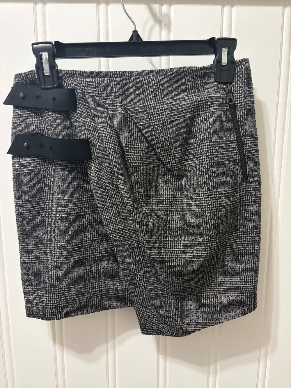Rag & Bone Ledbury Wool Alpaca Plaid Wrap Mini Skirt Leather Buckle Sz 0